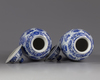 Two blue and white vases with cover