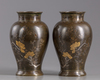 A pair of Japanese bronze vases