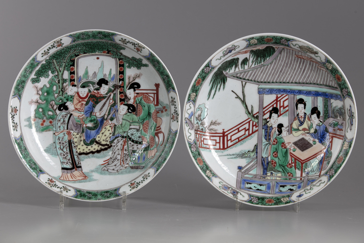 Two Chinese famille verte dishes