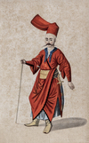 An Ottoman school painting depicting an ottoman guard