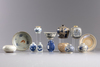 Thirteen Chinese blue and white porcelain wares