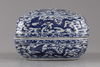 A LARGE CHINESE BLUE AND WHITE 'DRAGON' BOX AND COVER