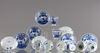 Eight Chinese blue and white cups and saucers