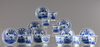 Eight Chinese blue and white cups and saucers
