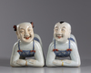 TWO CHINESE BOYS PORCELAIN PILLOWS