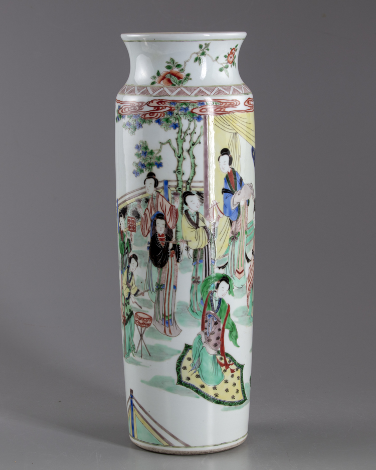 A Chinese  famille verte sleeve vase
