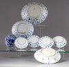 A lot of eight Chinese blue and white dishes.