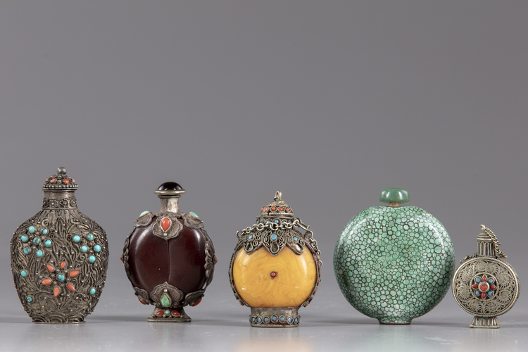 Five Chinese snuff bottles