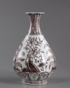 A CHINESE UNDERGLAZE COPPER-RED 'THREE FRIENDS OF WINTER' PEAR-SHAPED VASE, YUHUCHUNPING