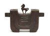 A Japanese bronze slightly U-shaped incence burner (kōro)