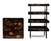 Set of five Japanese black lacquered low tables (zen) decorated with a design of mapple leaves and running water
