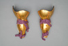 A large gilded Japanese ōyoroi with orange cords (hi’ito odoshi yoroi). A large hoshikabuto-helmet with gilded parts, large fukikaeshi
