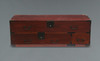 A Japanese red-brown transparent shunkei-lacquered Japanese cypress (hinoki) wooden sword chest