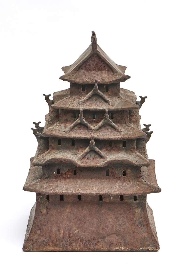 A Japanese cast iron lamp