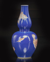 A Chinese blue ground double-gourd vase