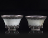 A PAIR OF MUGHAL JADE SILVER MOUNTED BOWLS, INDIA, 19TH-20TH CENTURY