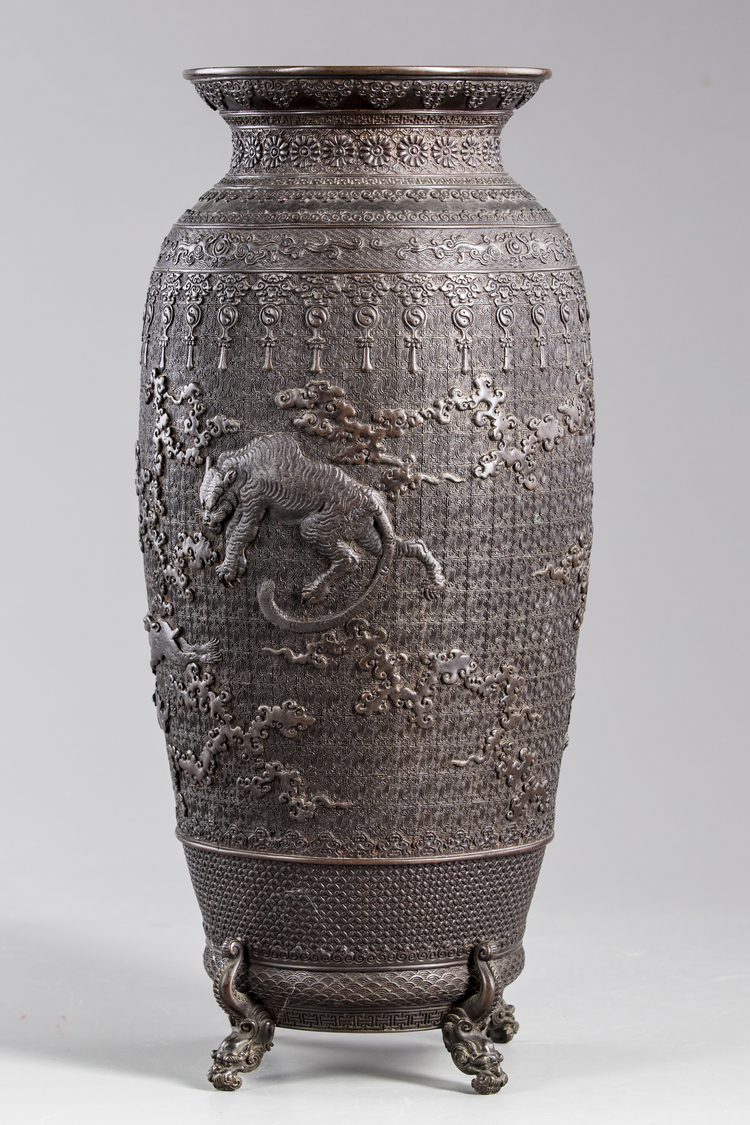 A large Japanese bronze vase