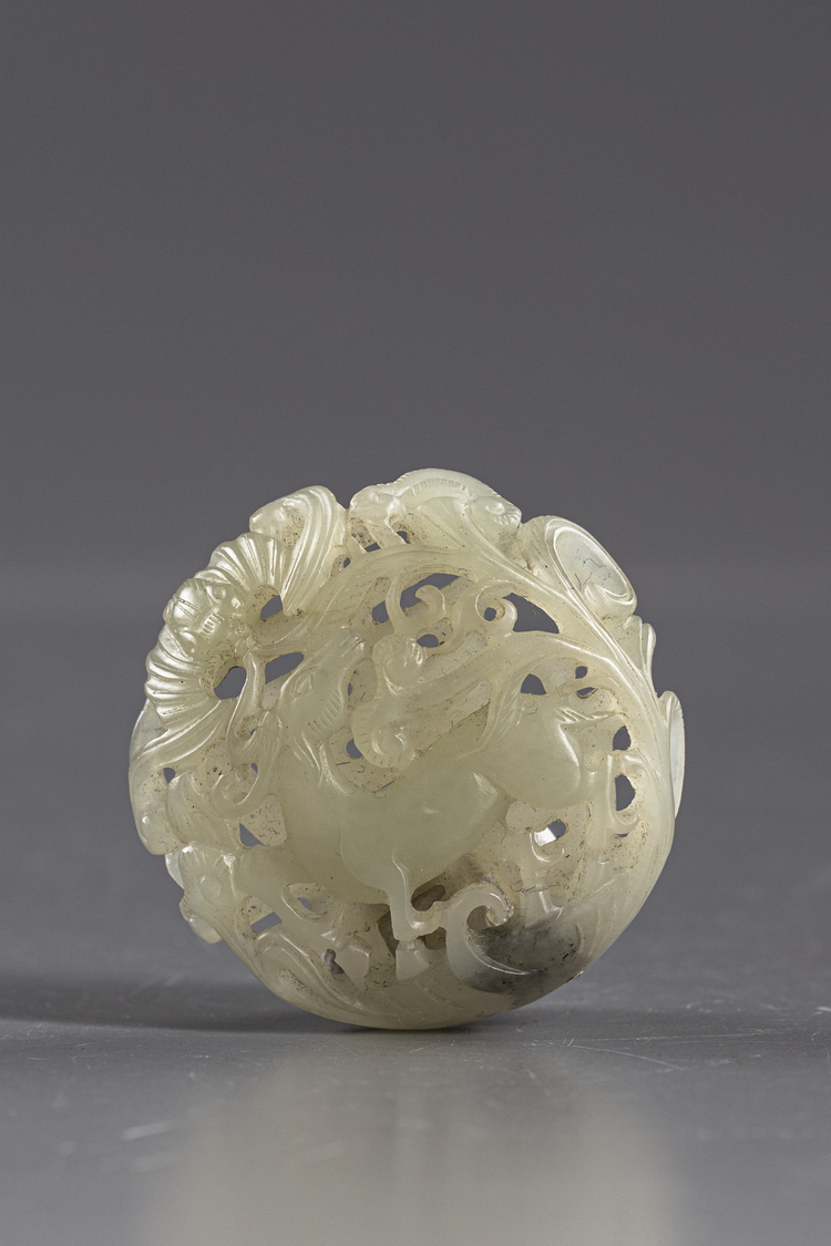 A CHINESE JADE OPENWORK PLAQUE WITH DEER AND BAT, 19TH-20TH CENTURY