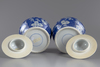 A pair of blue and white Chinese 'cherry blossom' vases and covers