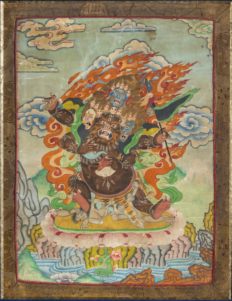 A Tibetan Thangka of Chaturmukha Mahakal