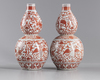 A PAIR OF  CHINESE IRON-RED DOUBLE GOURD VASES, 19TH-20TH CENTURY