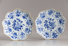 A PAIR OF CHINESE BLUE AND WHITE LOTUS-SHAPED DISHES, KANGXI PERIOD (1662-1722)