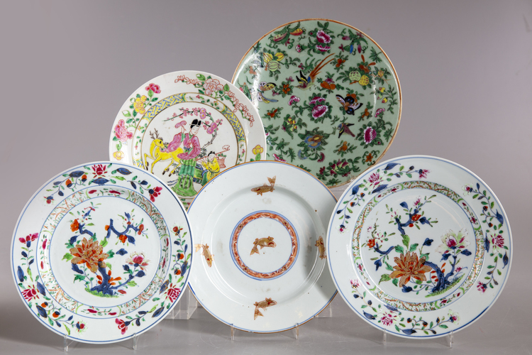 Five Chinese enamelled dishes