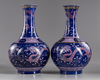 Two Chinese dragon bottle vases