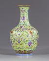 A Chinese famille rose lime green vase