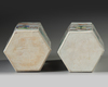 A pair of Chinese famille verte hexagonal vases