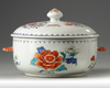 A CHINESE FAMILLE ROSE FLORAL TUREEN AND COVER, 18TH CENTURY