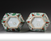 A pair of Chinese famille verte hexagonal bottle vases