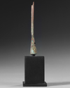 A Chinese bronze spade shaped carriage ornament