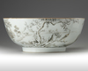 A Chinese grisaille-decorated 'hundred birds' punch bowl