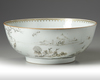 A Chinese grisaille-decorated 'hundred birds' punch bowl