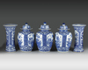 A Chinese blue and white five-piece garniture