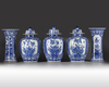 A Chinese blue and white five-piece garniture