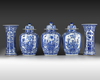 A Chinese blue and white five-piece garniture