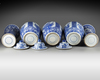 A Chinese blue and white five-piece garniture
