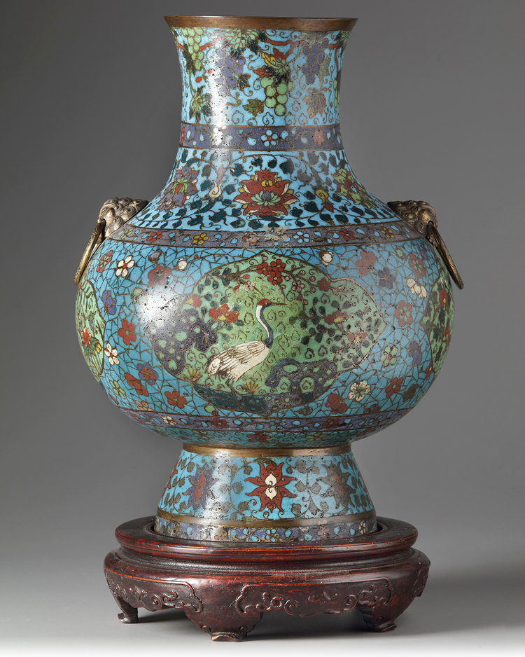A large Chinese cloisonné enamel 'birds' vase