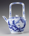 A Chinese blue and white 'scholars' teapot