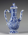 A small Chinese blue and white hexagonal ewer and cover