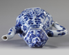 A small Chinese blue and white hexagonal ewer and cover