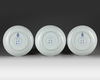 A set of three Chinese blue and white 'Romance of the Western Chamber' dishes