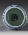 A Chinese blue and white stem bowl