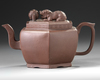 A Chinese Yixing hexagonal teapot and cover