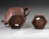 A Chinese Yixing hexagonal teapot and cover