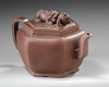 A Chinese Yixing hexagonal teapot and cover