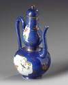 A Chinese powder blue-ground famille verte ewer and cover