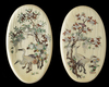 A PAIR OF JAPANESE OVAL-SHAPED IVORY MOTHER-OF-PEARL INLAID CRANES PLAQUES, MEIJI PERIOD (1868-1912)